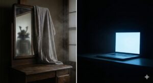 深夜に勝手に起動するパソコンと、布をかけた鏡台に映る侍の影｜心霊現象の供養事例