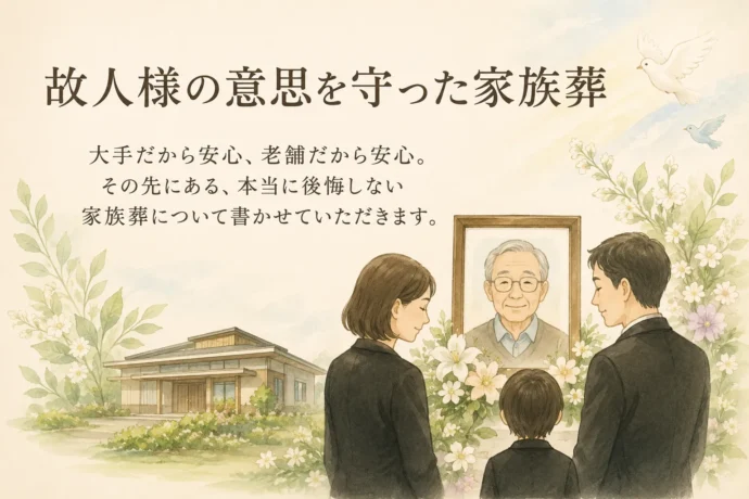 故人様の意思を守り、家族だけで心を込めて見送る家族葬のイラスト